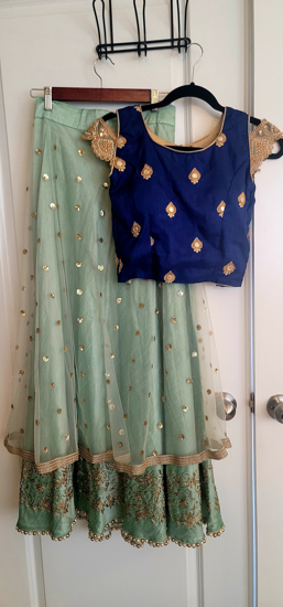 Picture of Lite Green Skirt with Blue crop top