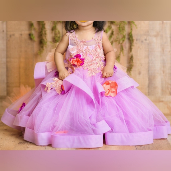 Picture of Lavender net gown with trail for 1 year old