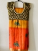 Picture of New Yellow n Orange , Elephants printed  Fancy Saree with Banaras Blouse