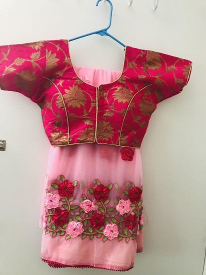 Picture of New soft net Pink  Floral Saree