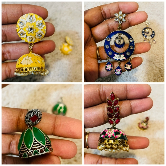 Picture of Brand new brass made Meenakari earrings combo