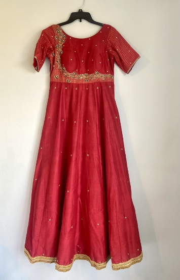 Picture of Red designer embroidered dress