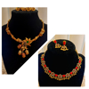 Picture of corals necklace with gold balls and antique rose necklace set combo