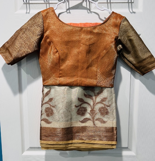 PunarviAuthenticPreLovedSustainableOrange and Copper brown saree