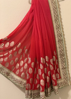 Picture of Beautiful Red georgette saree with gota bordere