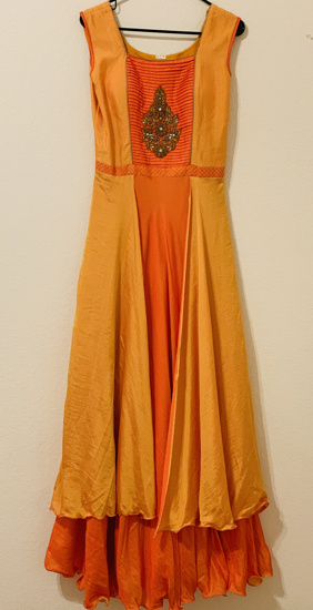 Picture of Orange and yellow long gown