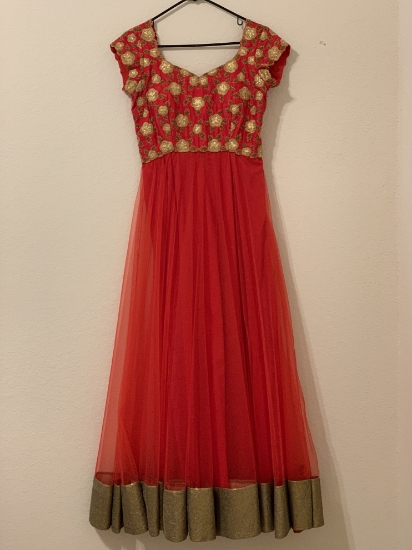 Picture of Designer Red net anarkali dress