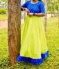 Picture of Parrot green & royal blue long frock with bottom ruffles