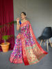 Picture of Paithani saree With Kalamkari prints and contrast blouse.
