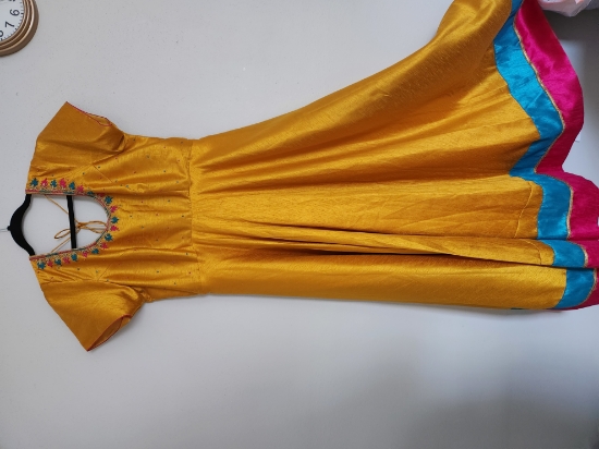long frocks with ikkat dupattas