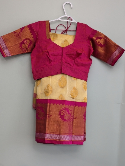 Picture of Brand new Chanderi pattu saree with kanchi border