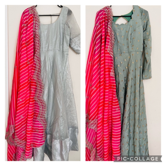 PunarviAuthentic|PreLoved|SustainableCombo two long frocks with lehriya ...