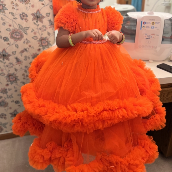 Picture of Orange two step full net frock 2-3Y