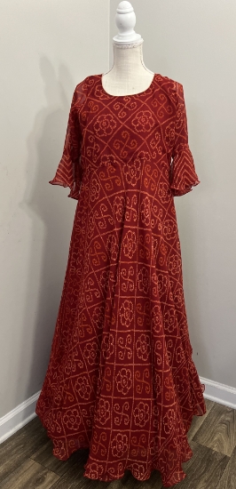 long frock with ruffle hands