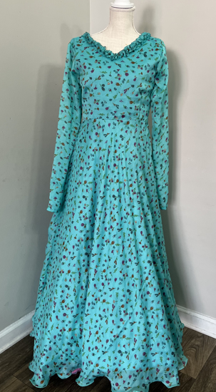 Picture of New floral frock with ruffles neck , full sleeves