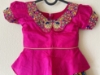 Picture of Pure Kalamkari Pattu Lehenga with big border & peplum blouse for Size 2-4Y