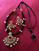 Picture of White Stones & Ruby Embedded Pendant with Black Thread Necklace & Ear Rings