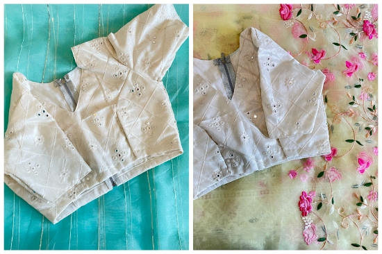 Picture of Pastel color Organza Sequence Saree and Thread work Saree