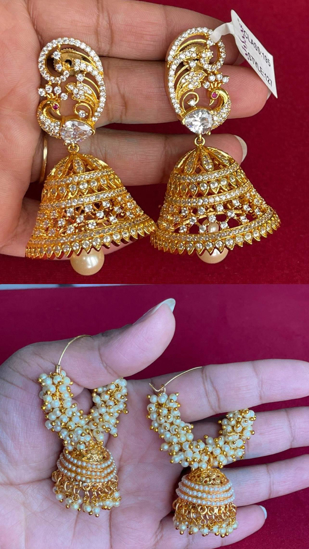 Picture of COMBO-High Quality Jhumkas  and Pearl Hoop earrings
