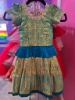 Picture of PL360- Teal blue Kanchipattu langa  with jardosi blouse work 2-3y