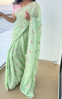 Picture of Green and pink georgette embroidery saree