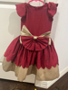 Picture of Maroon scallopped frock 2-3y