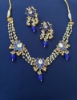 Picture of blue pachi kundan necklace with earrings