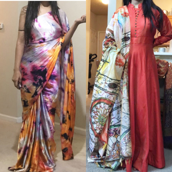 Picture of Lond dress and saree