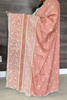 Picture of Peach Tusser silk saree with floral design blouse