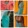 Picture of Light Blue Saree with 2 brocade  blouses