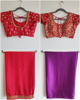 Picture of red ombre saree, purple satin saree