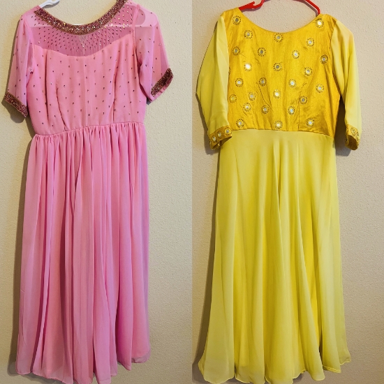 Picture of Combo : 2 Pure Georgette Long Frocks with Work .