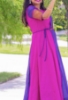 Picture of Peacock purple and pink dress with removal cape