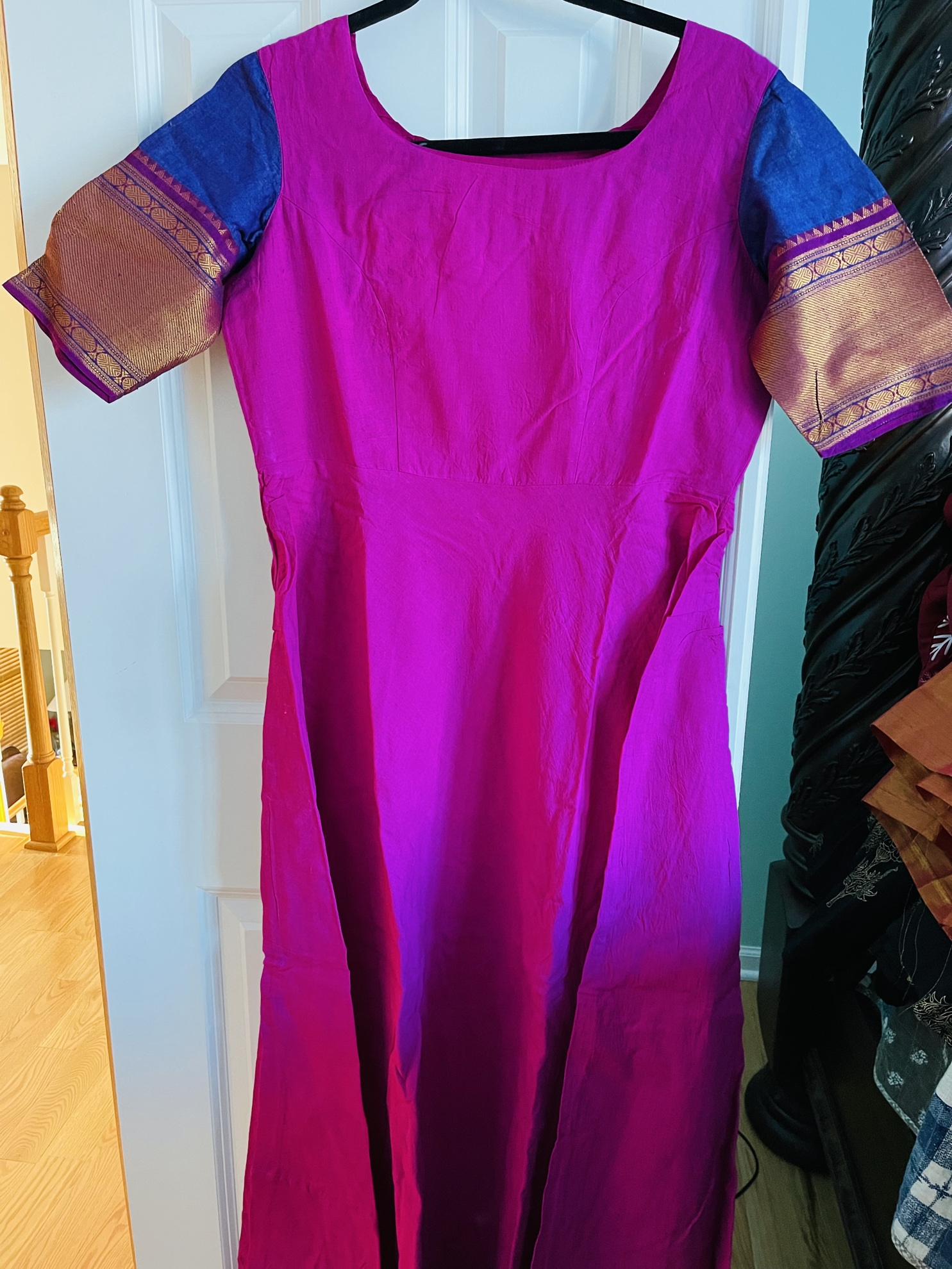 PunarviAuthentic|PreLoved|SustainablePeacock purple and pink dress with ...