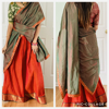 Picture of Rust orange green border langa voni with 2 paired blouses
