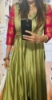 Picture of Light green and pink fancy silk pattu long dress