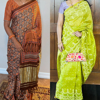 Picture of COMBO : Crepe  Ajrakh  &  Fancy Chiniya Silk Sarees