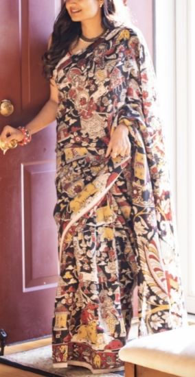 Picture of Kalamkari printed  saree with 2 blouses