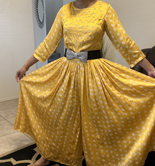 Picture of Yellow Bandhani jumpsuit