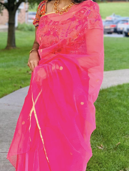Picture of Baby pink netted saree