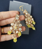 Picture of lemon yellow monalisa beads silver foiled kundan necklace