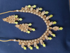 Picture of lemon yellow monalisa beads silver foiled kundan necklace