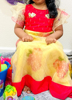 Picture of Yellow organza bottom frock with fish maggam work body 4-6y