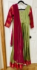 Picture of Light green and pink fancy silk pattu long dress