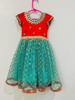 Picture of Red and teal frock,maggam work lehenga for 2-4 year old