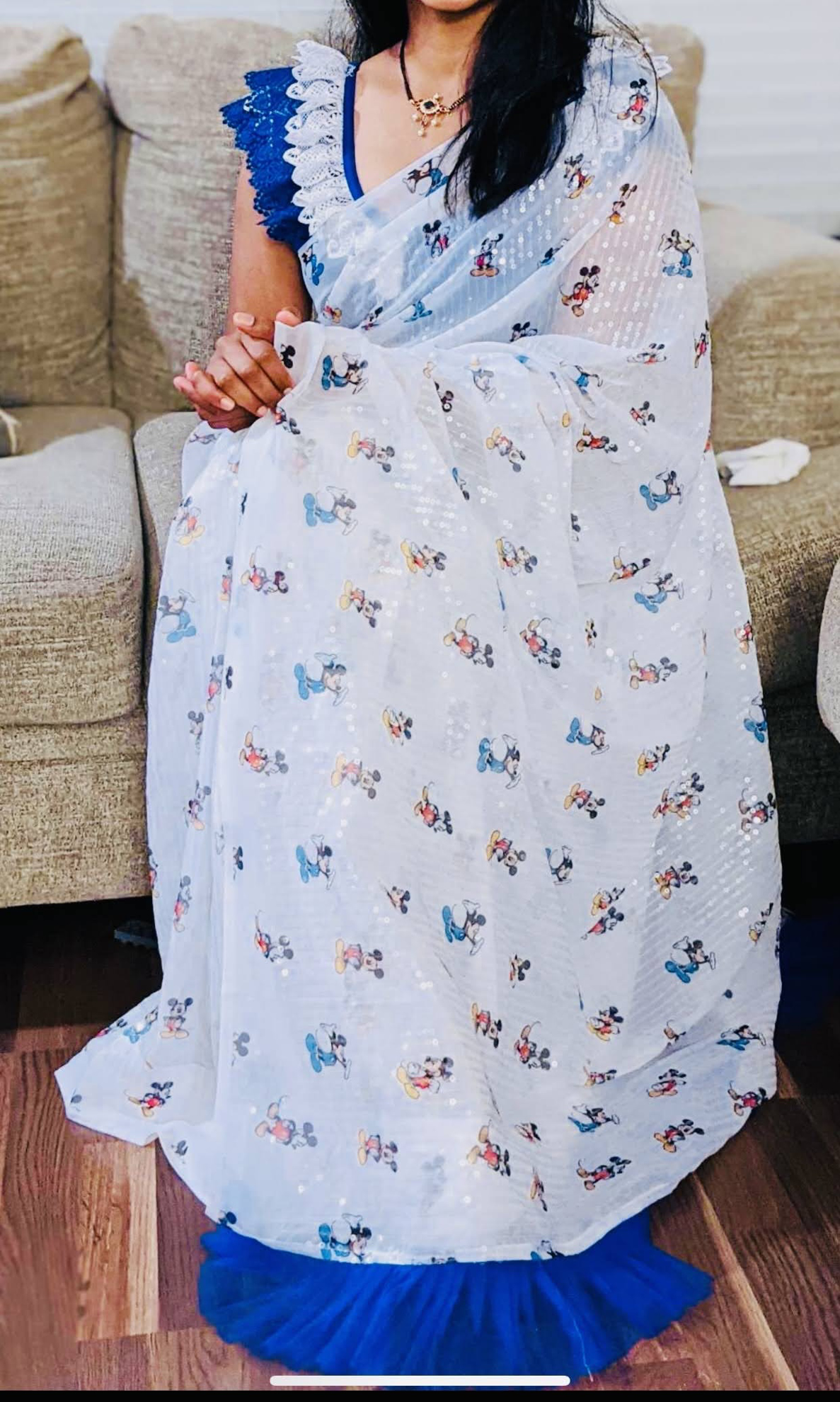 PunarviAuthentic|PreLoved|SustainableMickey mouse sequence saree with ...