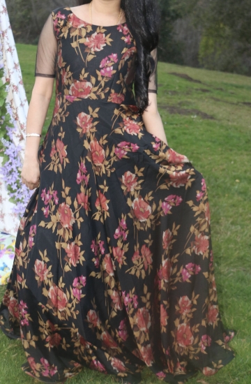 Picture of Black Floral Organza Dress