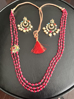 Picture of Ruby beads navaratan pendant with chand balis