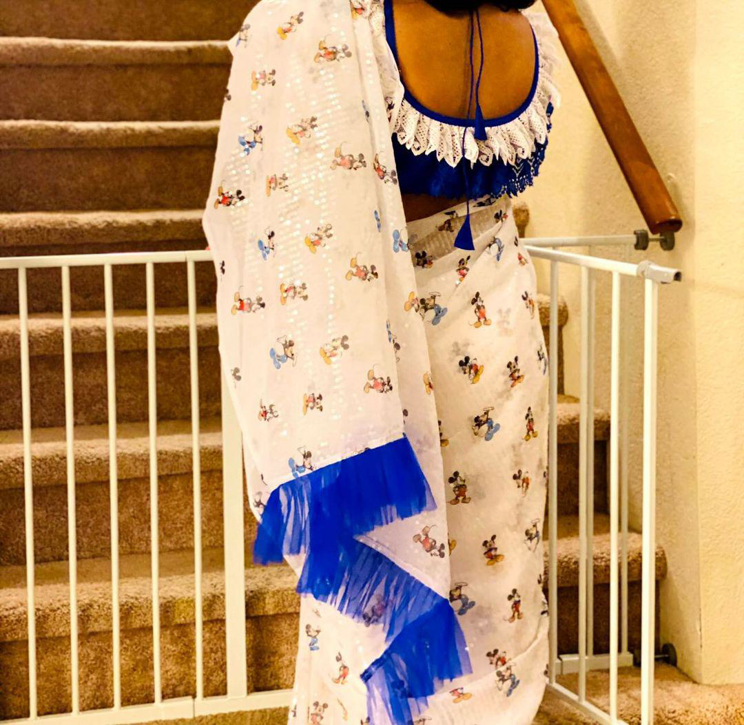 PunarviAuthentic|PreLoved|SustainableMickey mouse sequence saree with ...