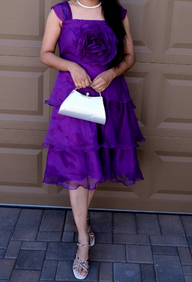 Purple Organza Flower Dress